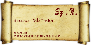 Szeicz Nándor névjegykártya